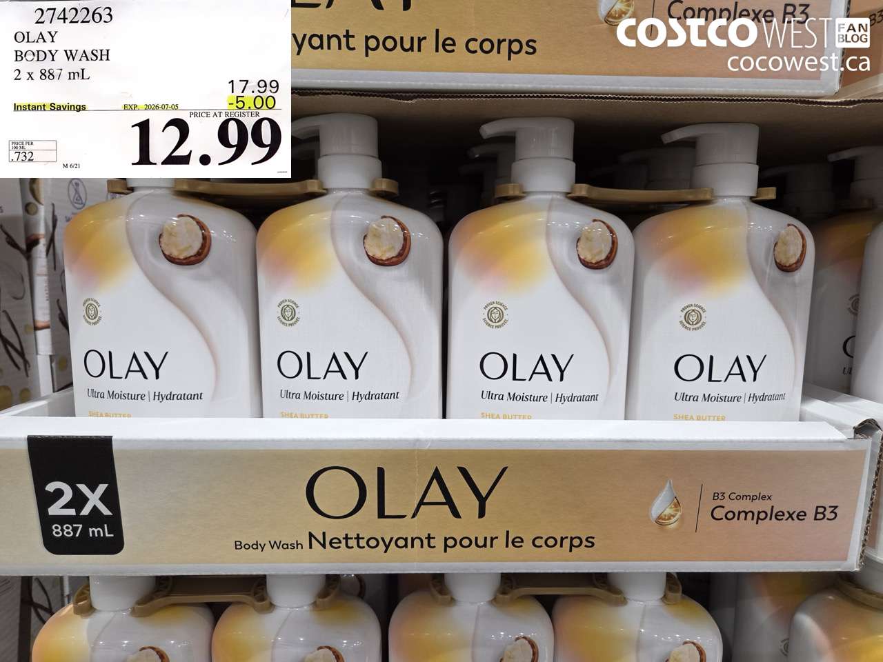 2742263 OLAY BODY WASH 2 X 887 ML ($5.00 INSTANT SAVINGS EXPIRES ON 2026-07-05) $12.99