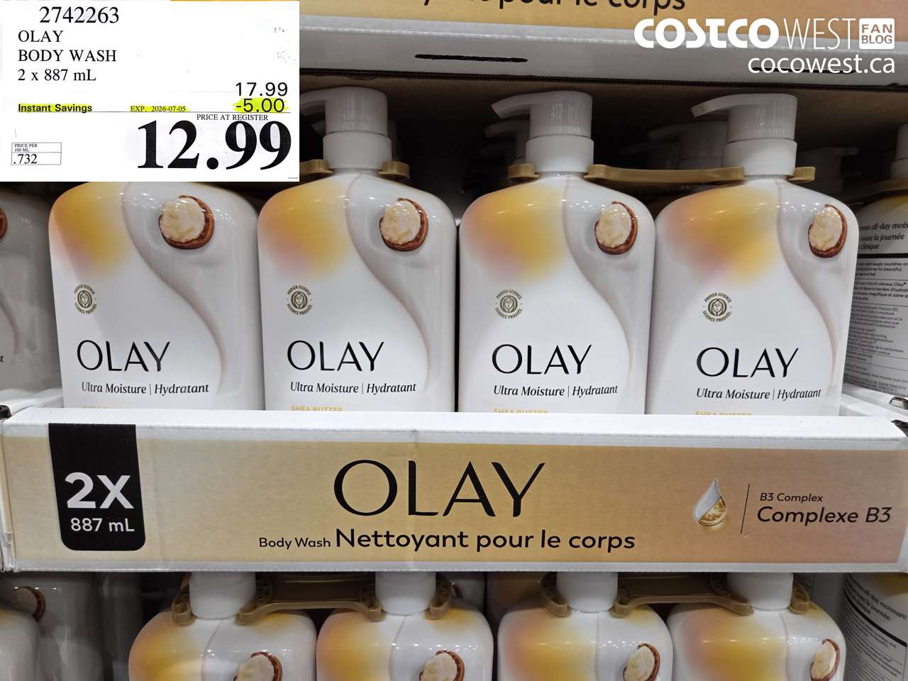 2742263 OLAY BODY WASH 2 X 887 ML ($5.00 INSTANT SAVINGS EXPIRES ON 2026-07-05) $12.99