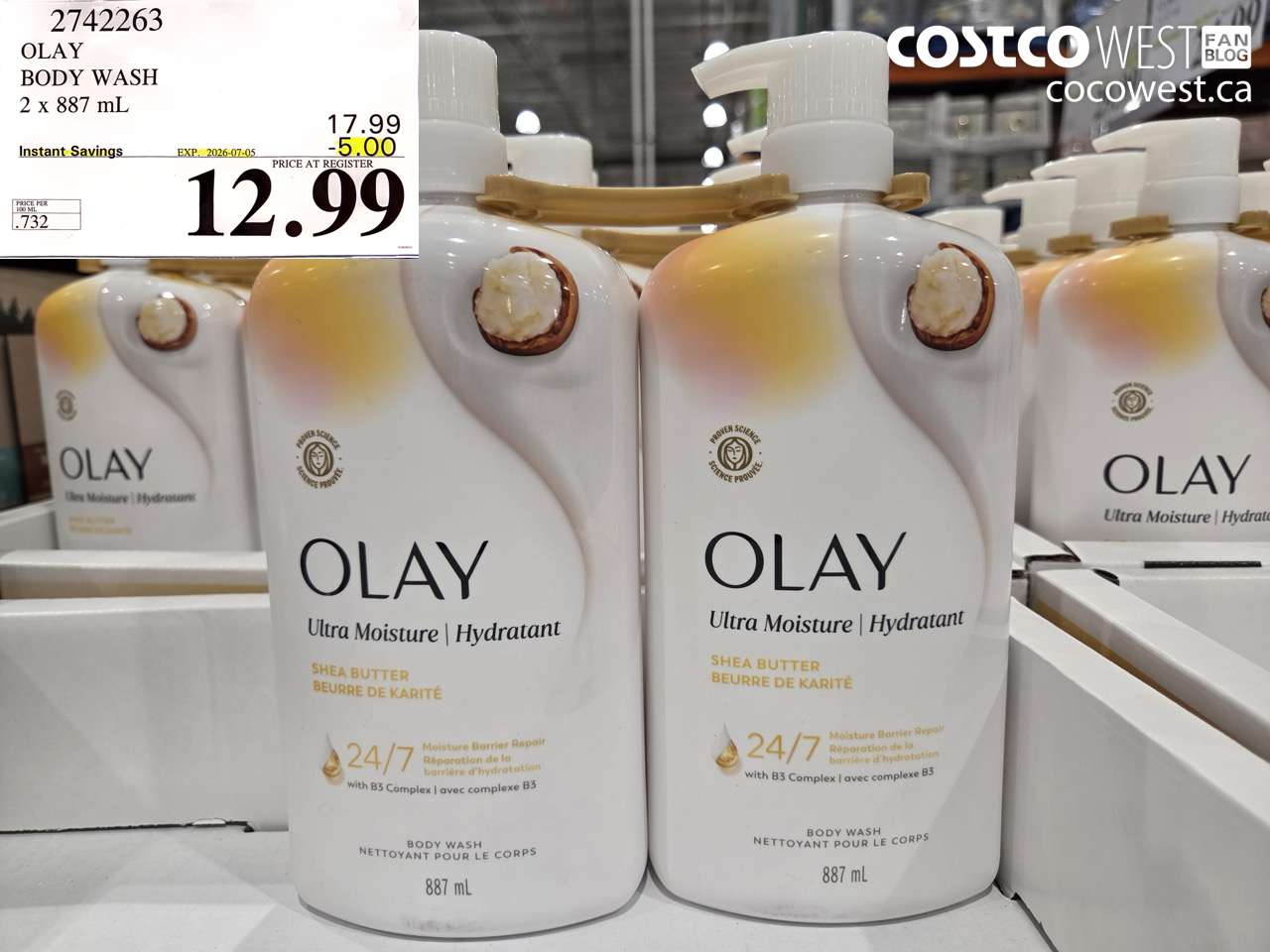 2742263 OLAY BODY WASH 2 X 887 ML ($5.00 INSTANT SAVINGS EXPIRES ON 2026-07-05) $12.99