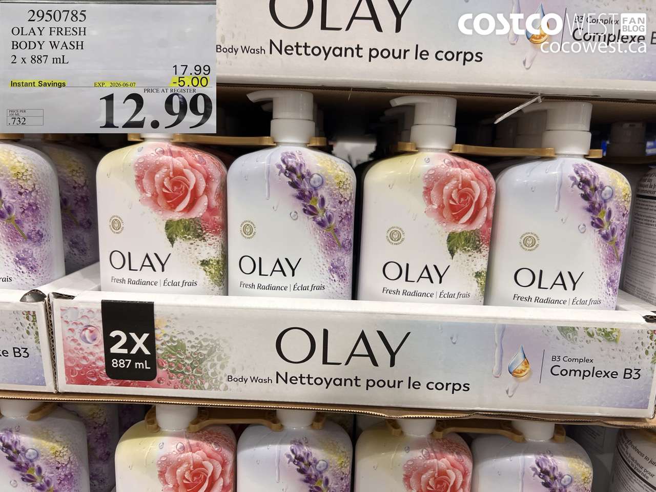 2950785 OLAY FRESH BODY WASH 2 X 887 ML ($5.00 INSTANT SAVINGS EXPIRES ON 2026-06-07) $12.99