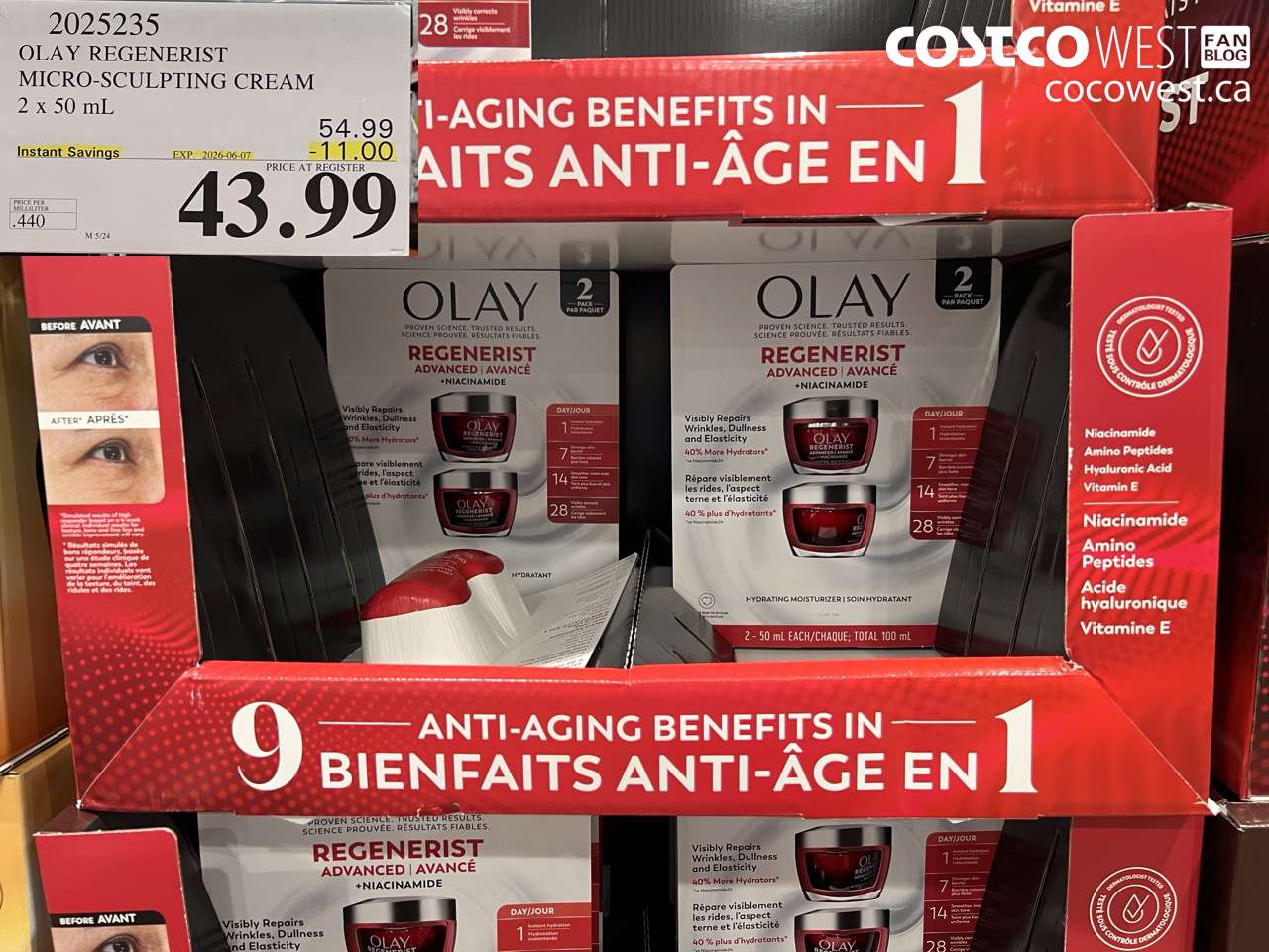 2025235 OLAY REGENERIST MICRO-SCULPTING CREAM 2 X 50 ML ($11.00 INSTANT SAVINGS EXPIRES ON 2026-06-07) $43.99