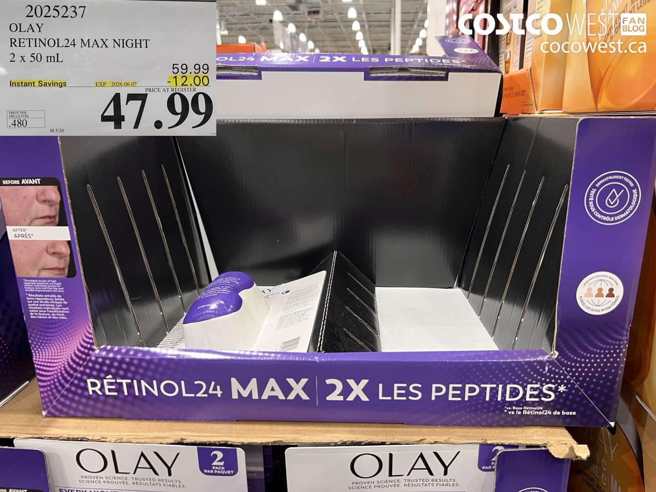 2025237 OLAY RETINOL24 MAX NIGHT 2 X 50 ML ($12.00 INSTANT SAVINGS EXPIRES ON 2026-06-07) $47.99