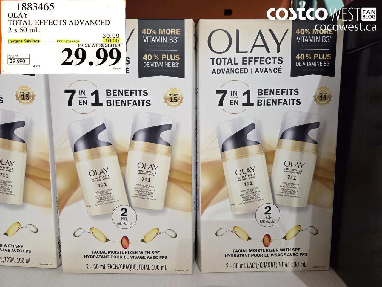 1883465 OLAY TOTAL EFFECTS ADVANCED 2 X 50 ML ($10.00 INSTANT SAVINGS EXPIRES ON 2026-07-05) $29.99