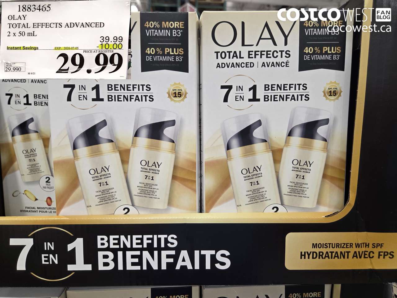 1833465 OLAY TOTAL EFFECTS ADVANCED 2 X 50 ML ($10.00 INSTANT SAVINGS EXPIRES ON 2026-07-05) $29.99