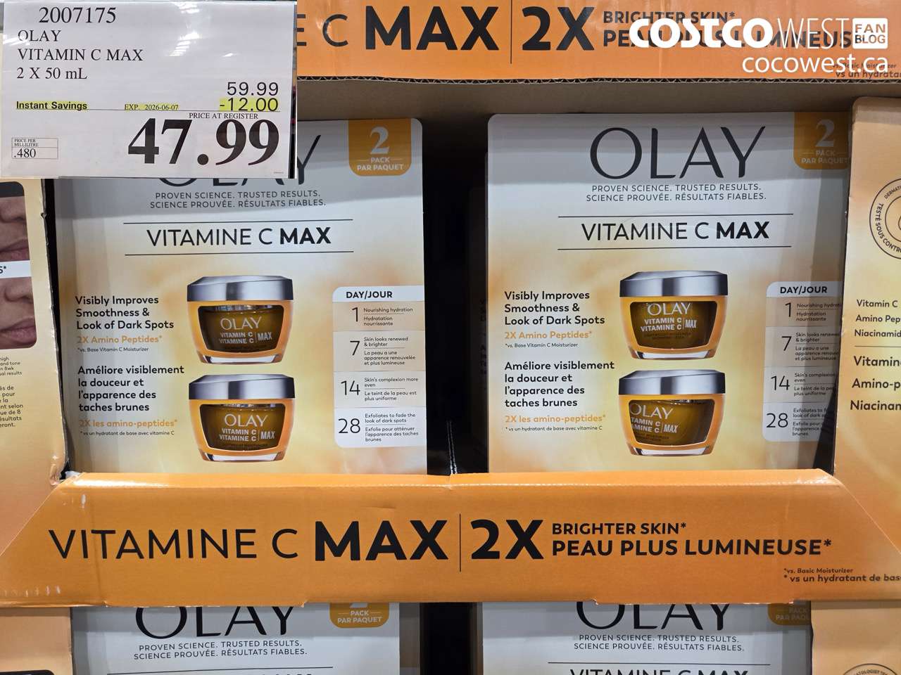 2007175 OLAY VITAMIN C MAX 2 X 50 ML ($12.00 INSTANT SAVINGS EXPIRES ON 2026-06-07) $47.99