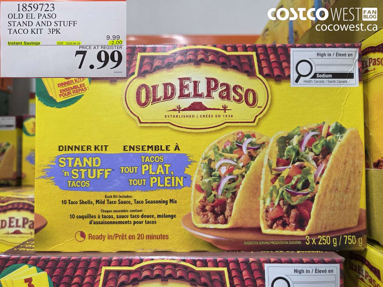 1859723 OLD EL PASO STAND AND STUFF TACO KIT 3PK ($2.00 INSTANT SAVINGS EXPIRES ON 2026-06-10) $7.99