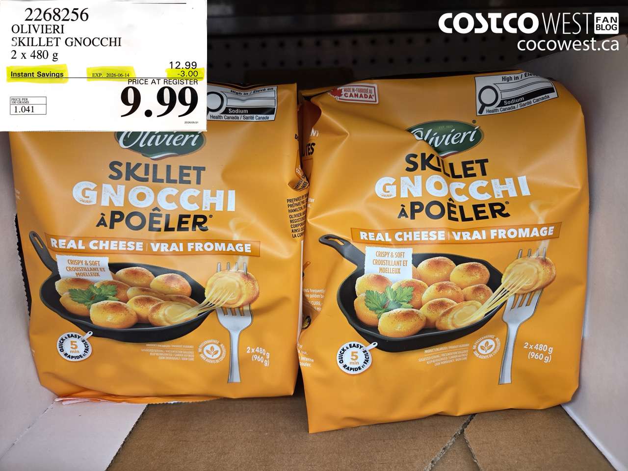 2268256 OLIVIERI SKILLET GNOCCHI 2 X 480 G ($3.00 INSTANT SAVINGS EXPIRES ON 2026-06-14) $9.99