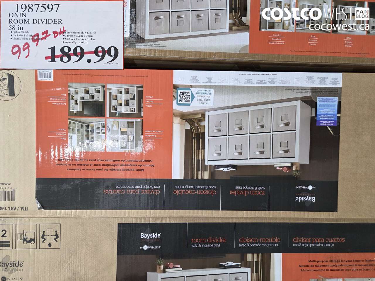 1987597 ONIN ROOM DIVIDER 58 IN $99.97