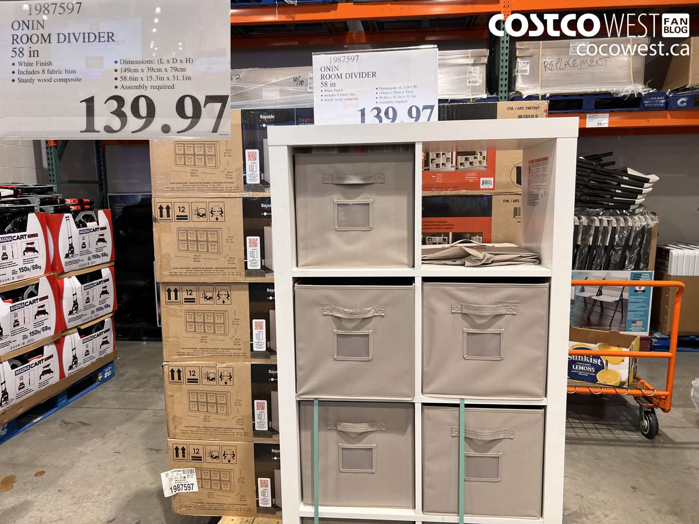 1987597 ONIN ROOM DIVIDER 58 IN $139.97