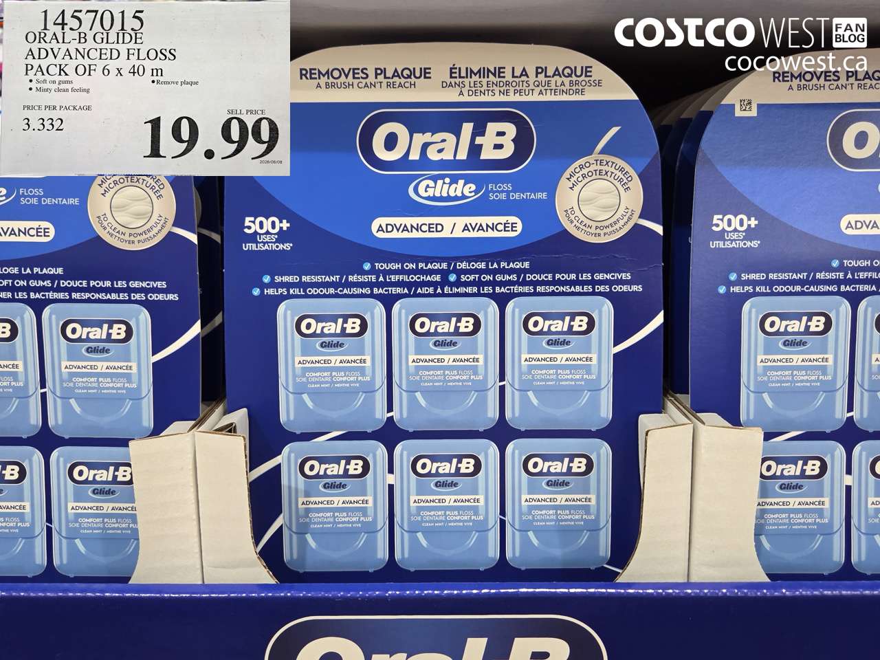 1457015 ORAL-B GLIDE ADVANCED FLOSS PACK OF 6 X 40 M $19.99
