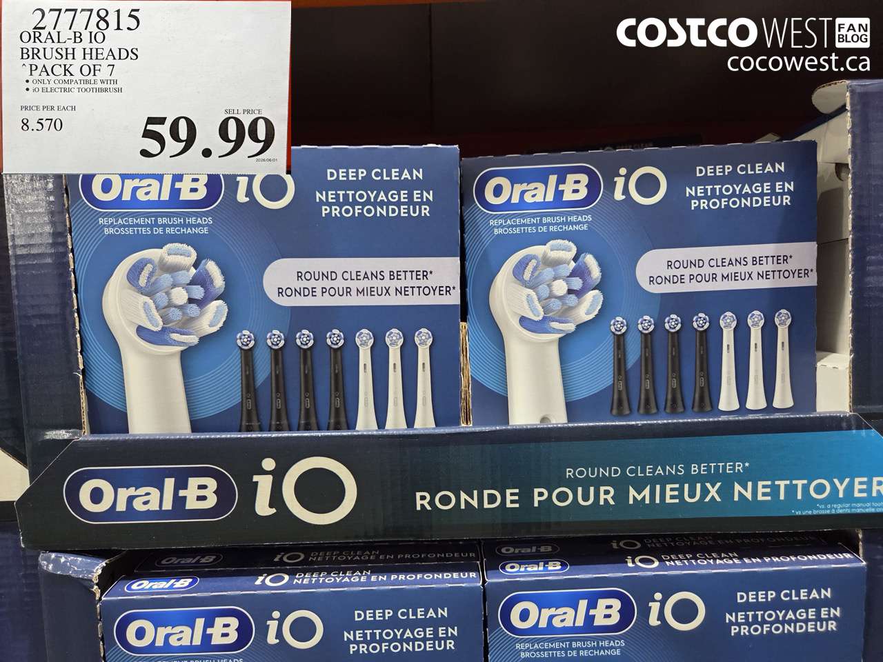 2777815 ORAL-B IO BRUSH HEADS PACK OF 7 $59.99