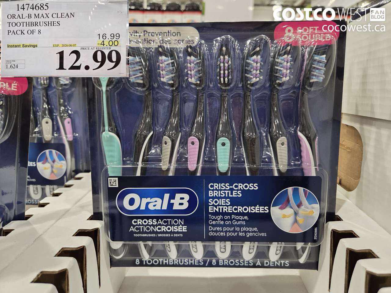 1474685 ORAL-B MAX CLEAN TOOTHBRUSHES PACK OF 8 ($4.00 INSTANT SAVINGS EXPIRES ON 2026-06-07) $12.99