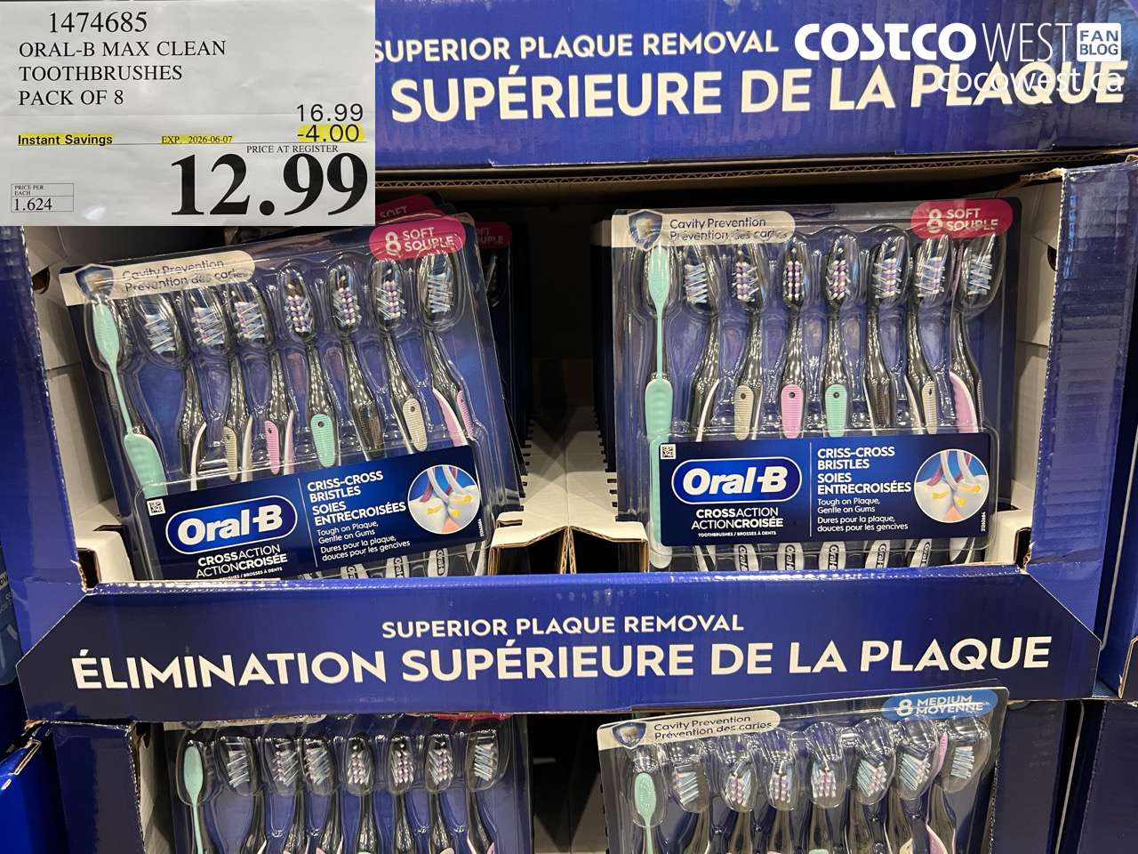 1474685 ORAL-B MAX CLEAN TOOTHBRUSHES PACK OF 8 ($4.00 INSTANT SAVINGS EXPIRES ON 2026-06-07) $12.99