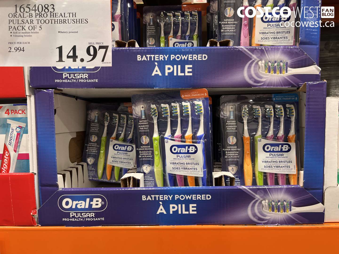 1654083 ORAL-B PRO HEALTH PULSAR TOOTHBRUSHES PACK OF 5 $14.97