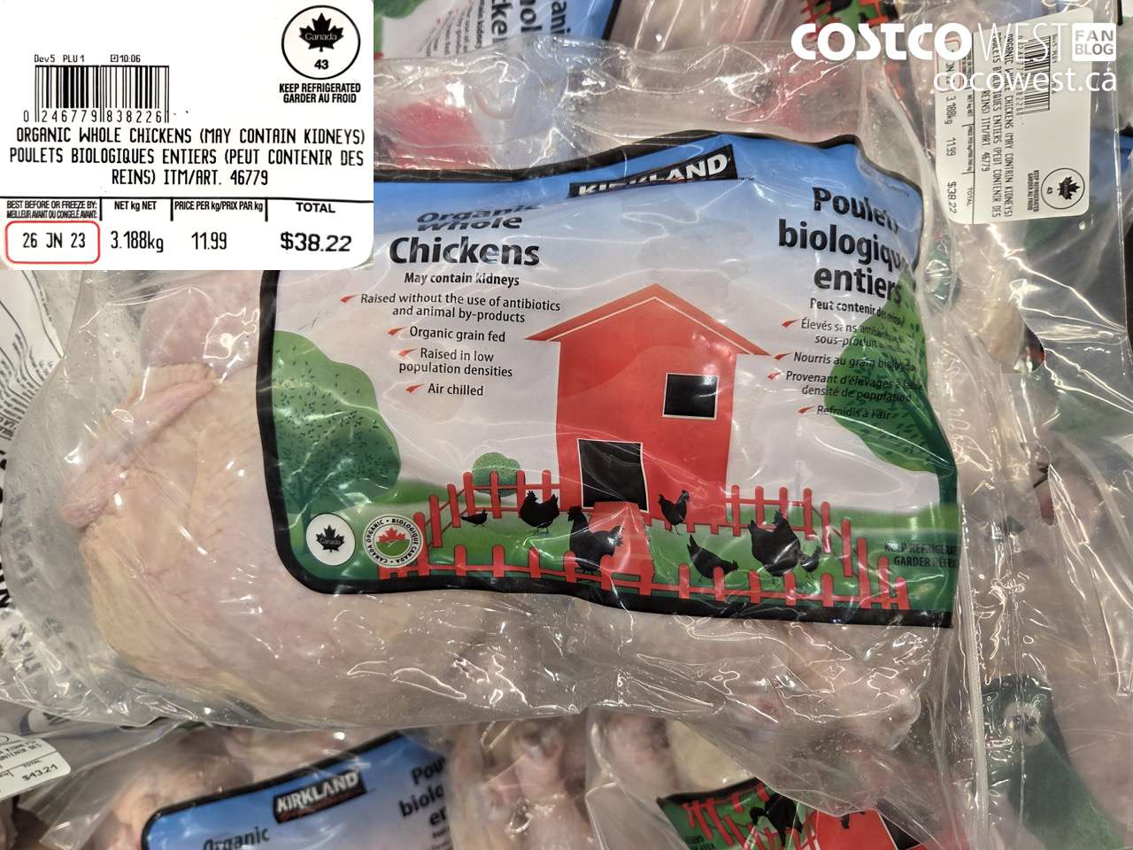 46779 ORGANIC WHOLE CHICKENS (MAY CONTAIN KIDNEYS) $11.99