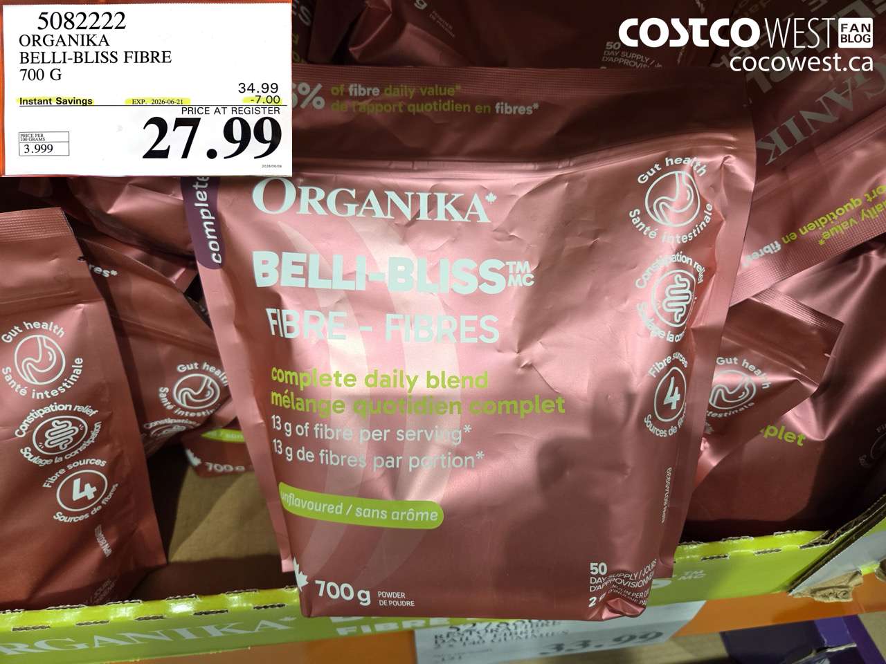 5082222 ORGANIKA BELLI-BLISS FIBRE 700 G ($7.00 INSTANT SAVINGS EXPIRES ON 2026-06-21) $27.99