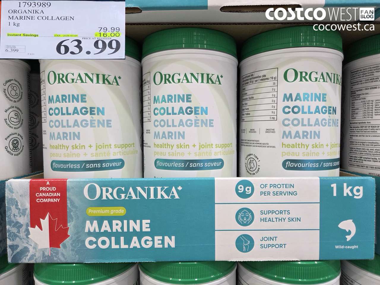 1793989 ORGANIKA MARINE COLLAGEN 1 KG ($16.00 INSTANT SAVINGS EXPIRES ON 2026-07-05) $63.99