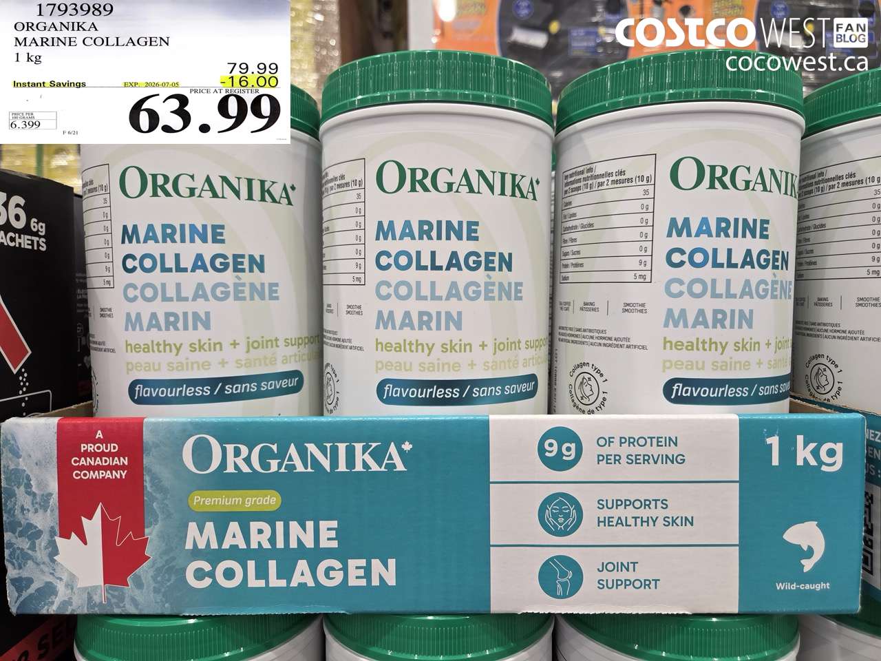 1793989 ORGANIKA MARINE COLLAGEN 1 KG ($16.00 INSTANT SAVINGS EXPIRES ON 2026-07-05) $63.99