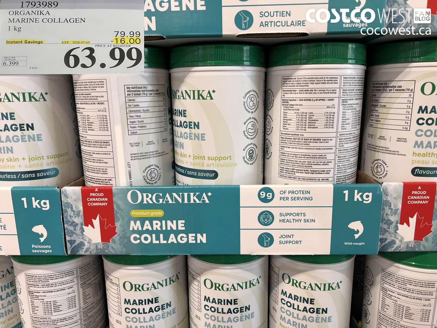 1793989 ORGANIKA MARINE COLLAGEN 1 KG ($16.00 INSTANT SAVINGS EXPIRES ON 2026-07-05) $63.99