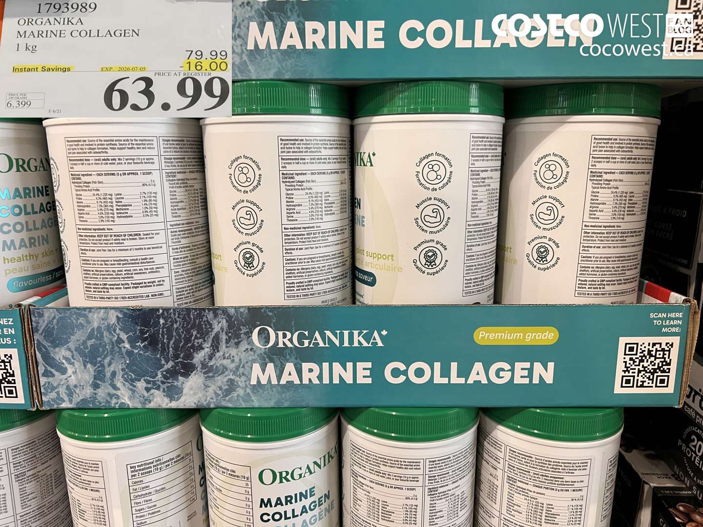 1793989 ORGANIKA MARINE COLLAGEN 1 KG ($16.00 INSTANT SAVINGS EXPIRES ON 2026-07-05) $63.99