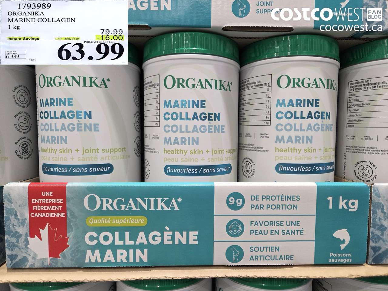 1793989 ORGANIKA MARINE COLLAGEN 1 KG ($16.00 INSTANT SAVINGS EXPIRES ON 2026-07-05) $63.99