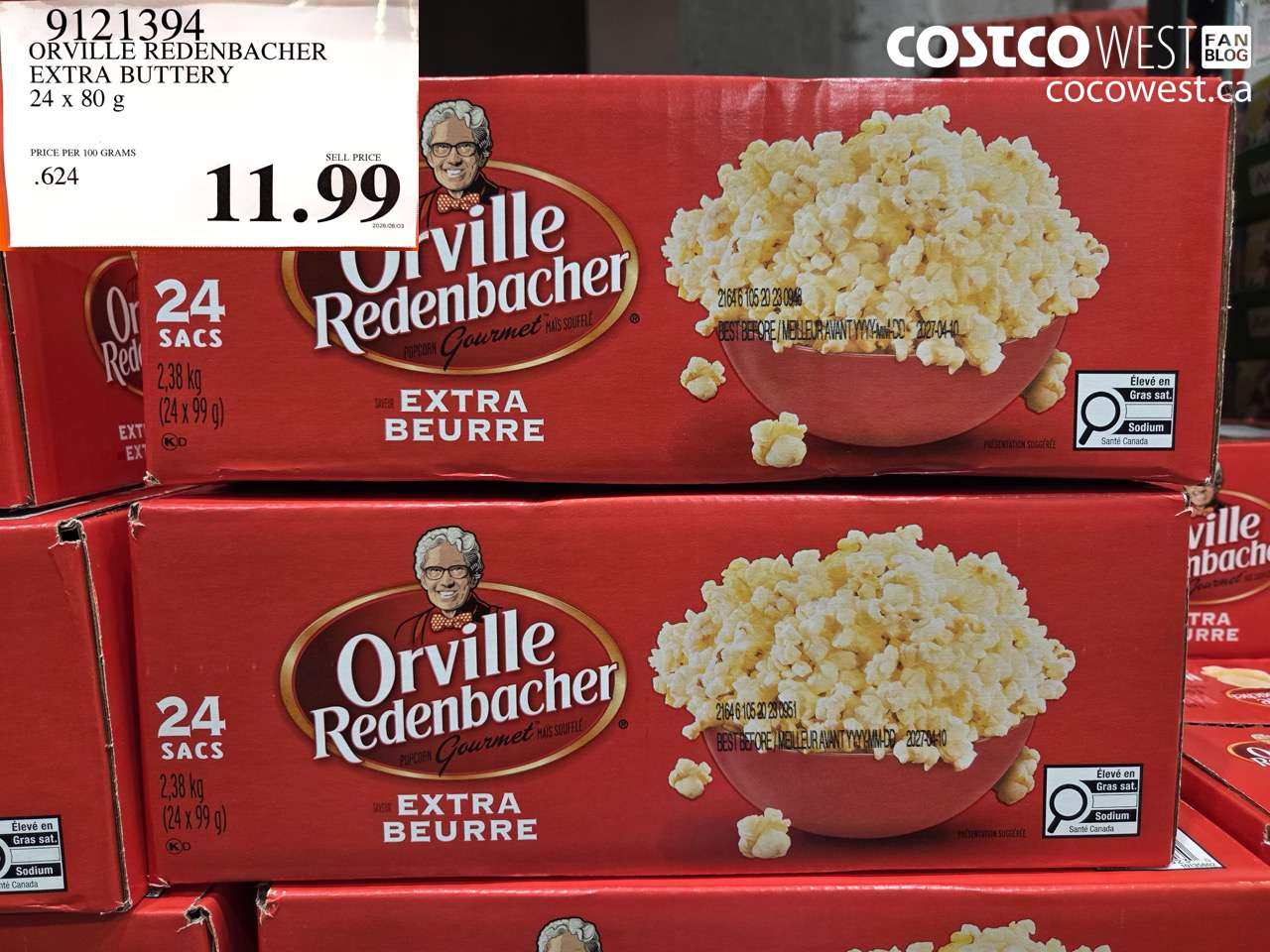 9121394 ORVILLE REDENBACHER EXTRA BUTTERY 24 X 80 G $11.99