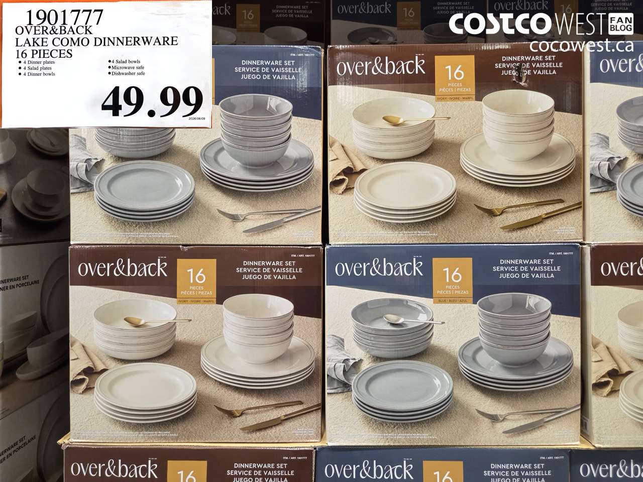 1901777 OVER&BACK LAKE COMO DINNERWARE 16 PIECES $49.99