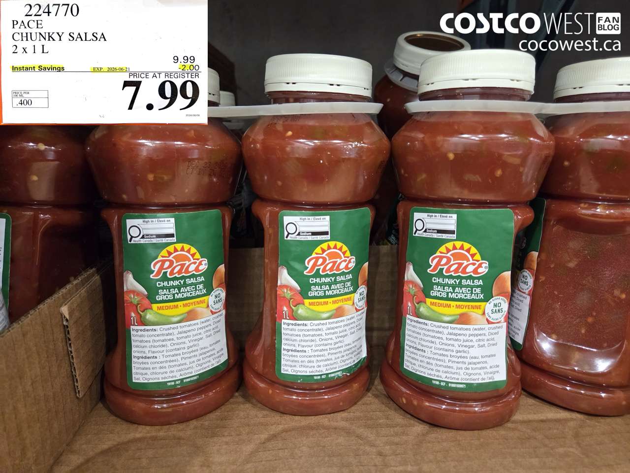 224770 PACE CHUNKY SALSA 2 X 1 L ($2.00 INSTANT SAVINGS EXPIRES ON 2026-06-21) $7.99