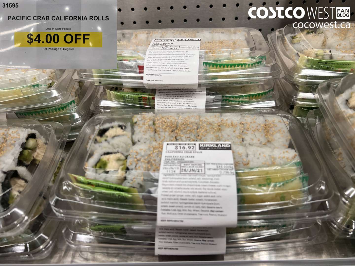 31595 PACIFIC CRAB CALIFORNIA ROLLS ($4.00 INSTANT SAVINGS)