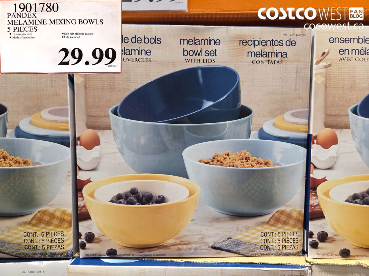 1901780 PANDEX MELAMINE MIXING BOWLS 5 PIECES $29.99