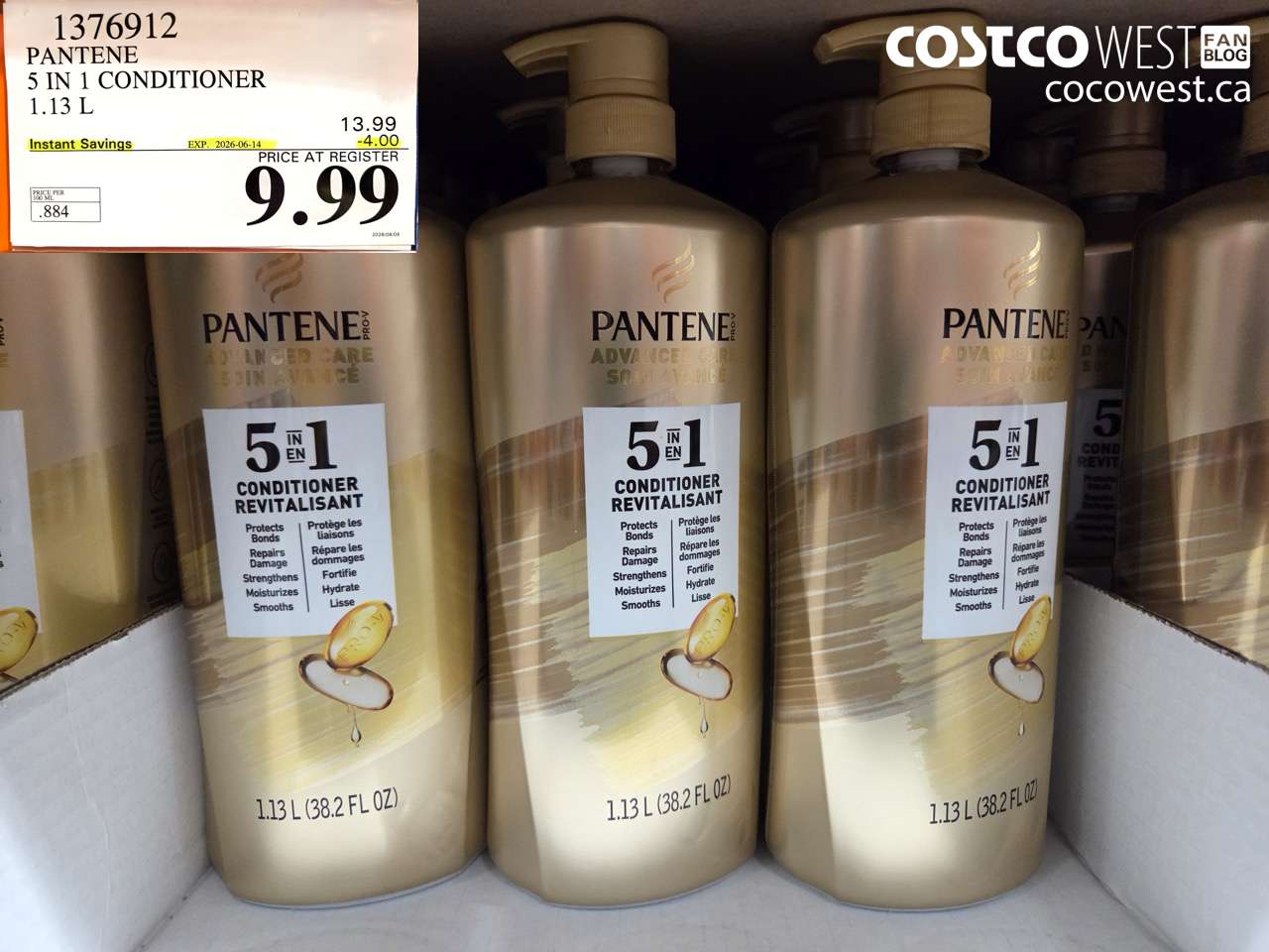 1376912 PANTENE 5 IN 1 CONDITIONER 1.13 L ($4.00 INSTANT SAVINGS EXPIRES ON 2026-06-14) $9.99