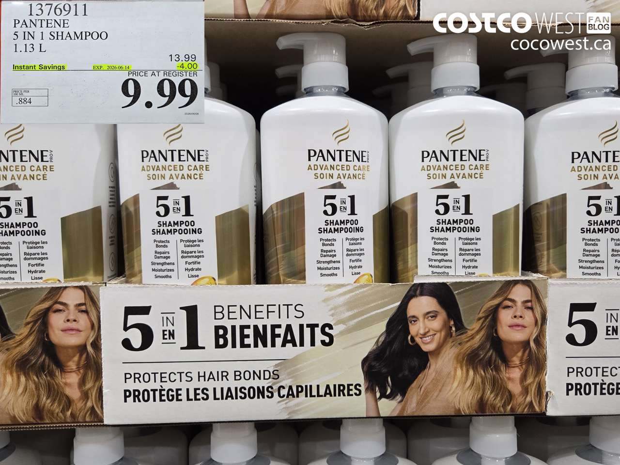 1376911 PANTENE 5 IN 1 SHAMPOO 1.13 L ($4.00 INSTANT SAVINGS EXPIRES ON 2026-06-14) $9.99