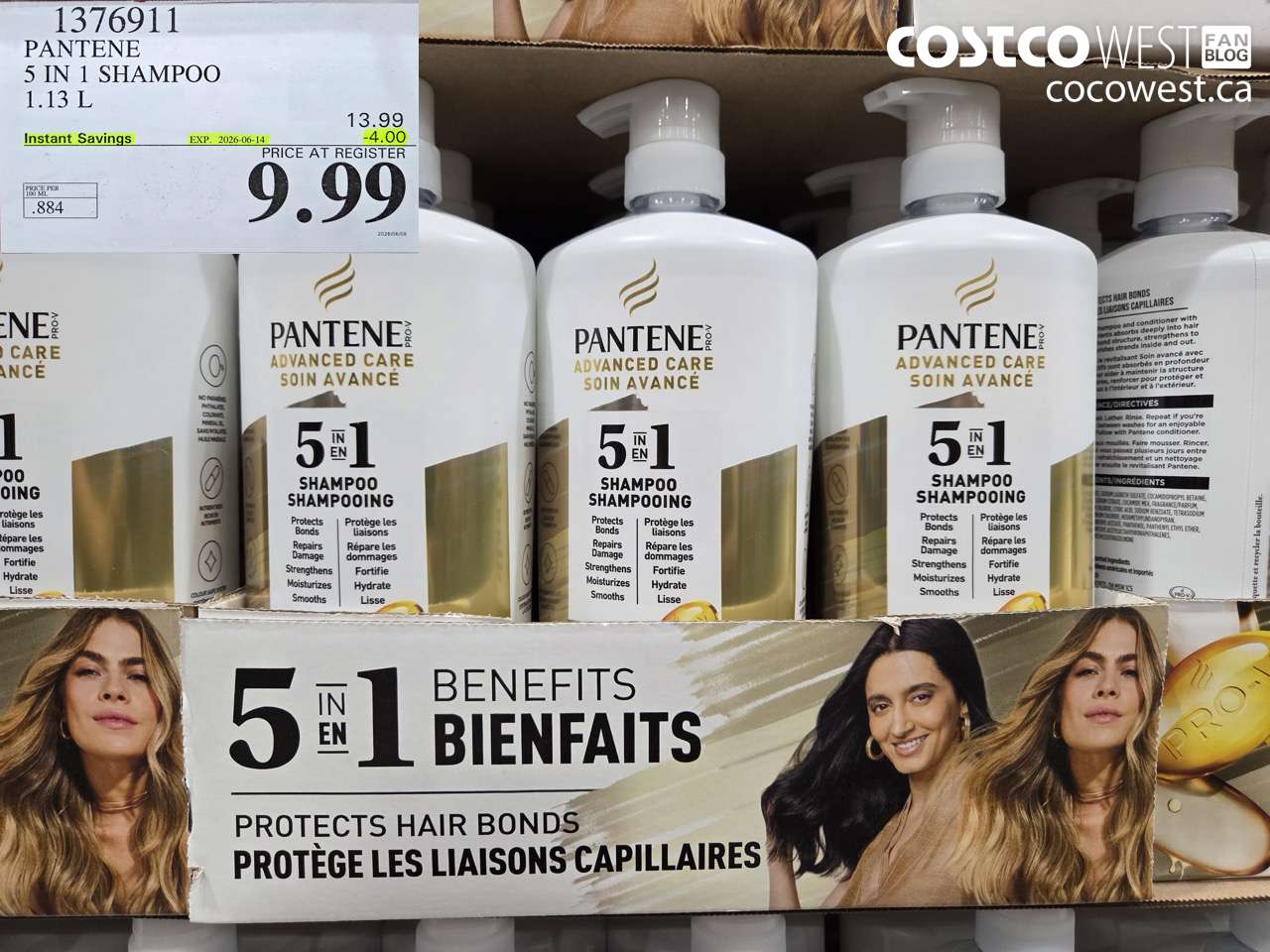 1376911 PANTENE 5 IN 1 SHAMPOO 1.13 L ($4.00 INSTANT SAVINGS EXPIRES ON 2026-06-14) $9.99