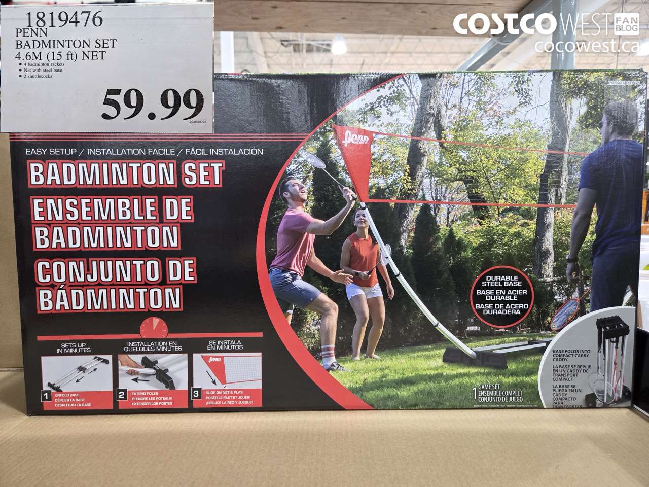 1819476 PENN BADMINTON SET 4.6M (15 FT) NET $59.99