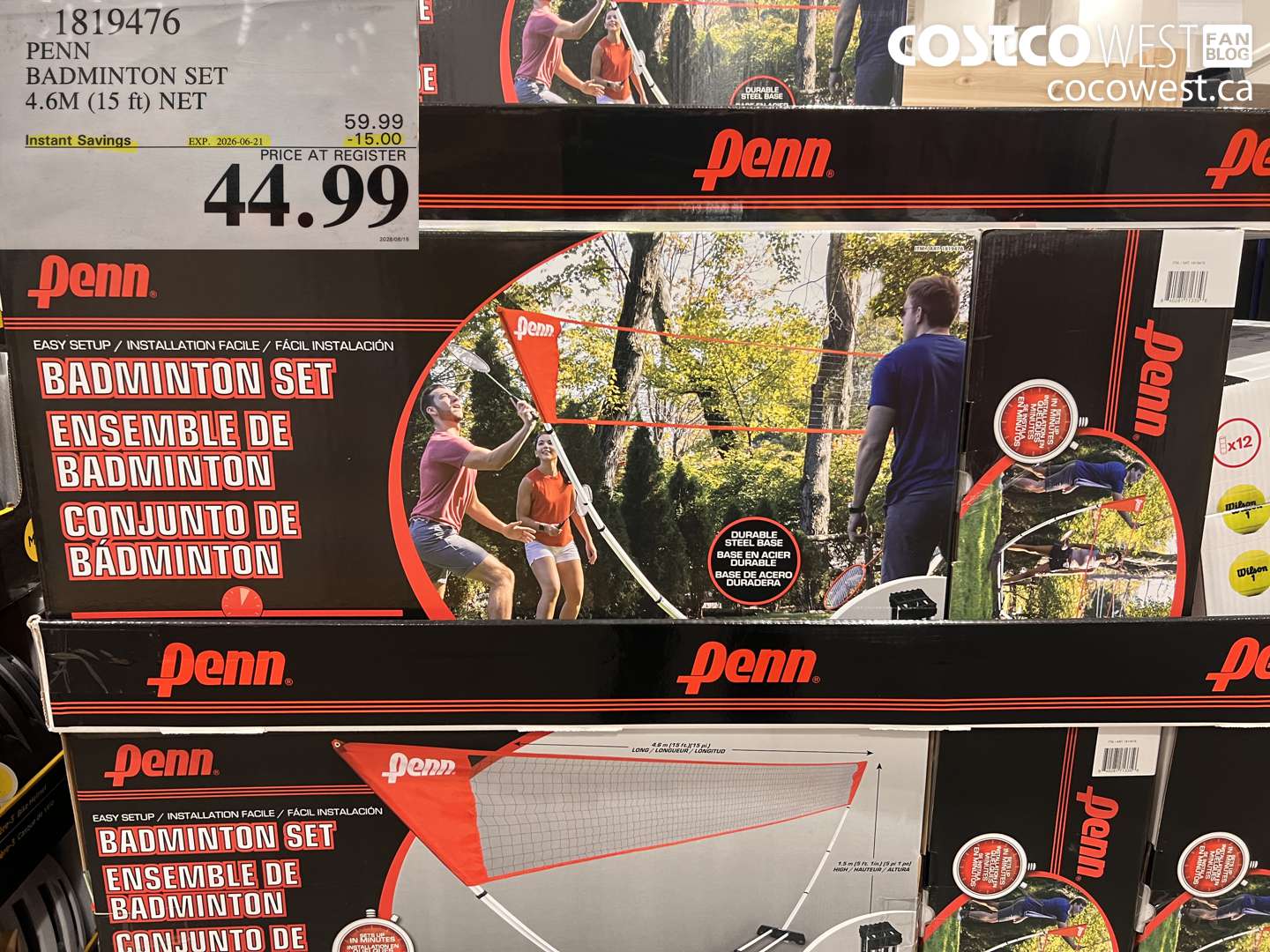1819476 PENN BADMINTON SET 4.6M (15 FT) NET ($15.00 INSTANT SAVINGS EXPIRES ON 2026-06-21) $44.99