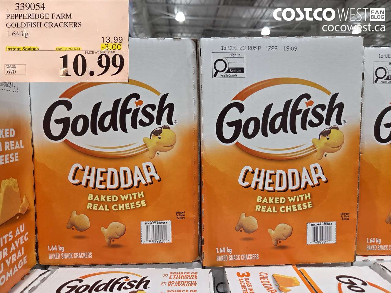 339054 PEPPERIDGE FARM GOLDFISH CRACKERS 1.64 KG ($3.00 INSTANT SAVINGS EXPIRES ON 2026-06-14) $10.99