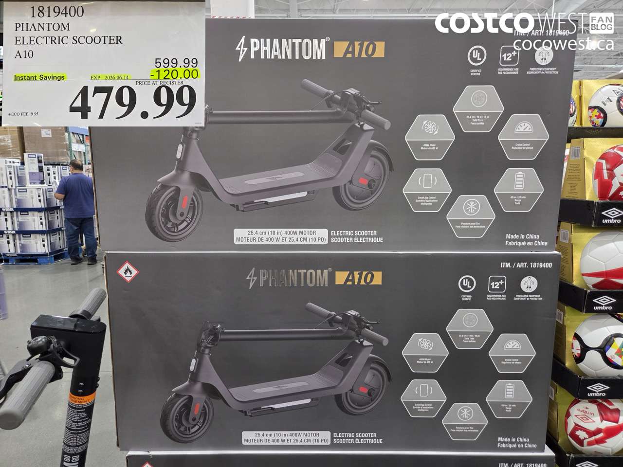 1819400 PHANTOM ELECTRIC SCOOTER A10 ($120.00 INSTANT SAVINGS EXPIRES ON 2026-06-14) $479.99