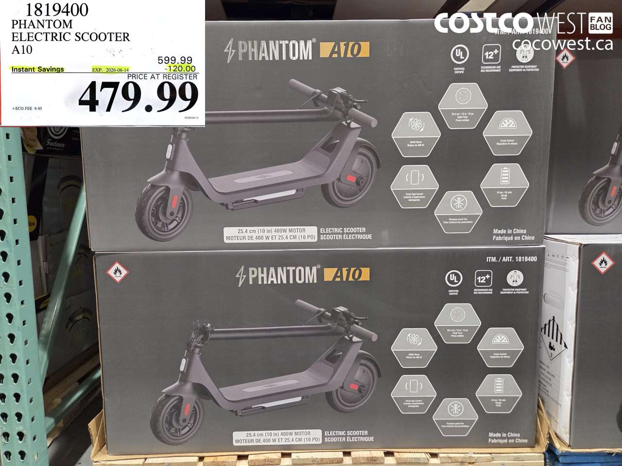 1819400 PHANTOM ELECTRIC SCOOTER A10 ($120.00 INSTANT SAVINGS EXPIRES ON 2026-06-14) $479.99