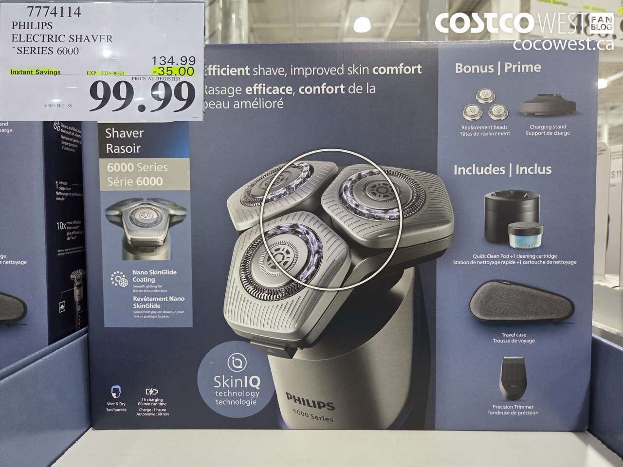 7774114 PHILIPS ELECTRIC SHAVER SERIES 6000 ($35.00 INSTANT SAVINGS EXPIRES ON 2026-06-21) $99.99