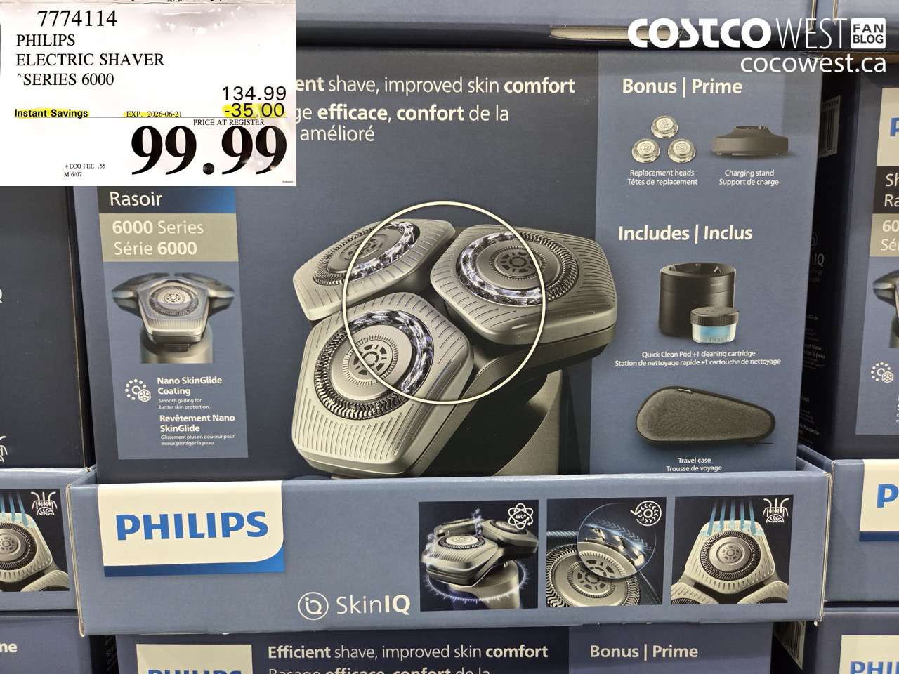 7774114 PHILIPS ELECTRIC SHAVER SERIES 6000 ($35.00 INSTANT SAVINGS EXPIRES ON 2026-06-21) $99.99