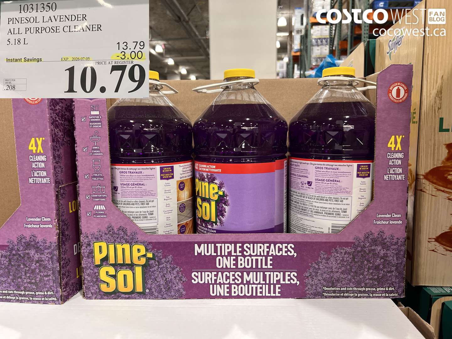 1031350 PINESOL LAVENDER ALL PURPOSE CLEANER 5.18 L ($3.00 INSTANT SAVINGS EXPIRES ON 2026-07-05) $10.79