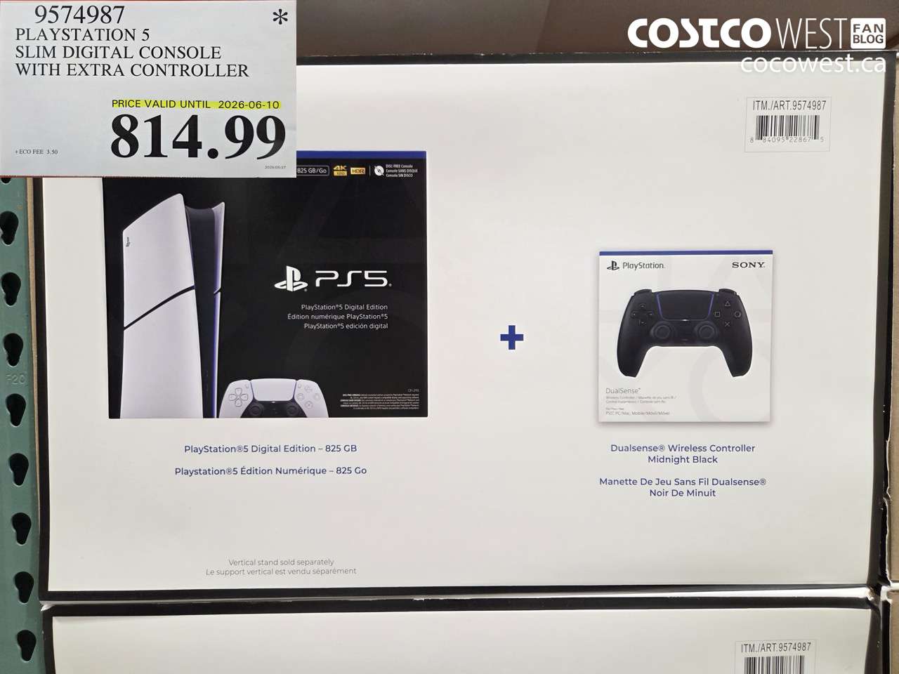 9574987 PLAYSTATION 5 SLIM DIGITAL CONSOLE WITH EXTRA CONTROLLER (EXPIRES ON 2026-06-10) $814.99