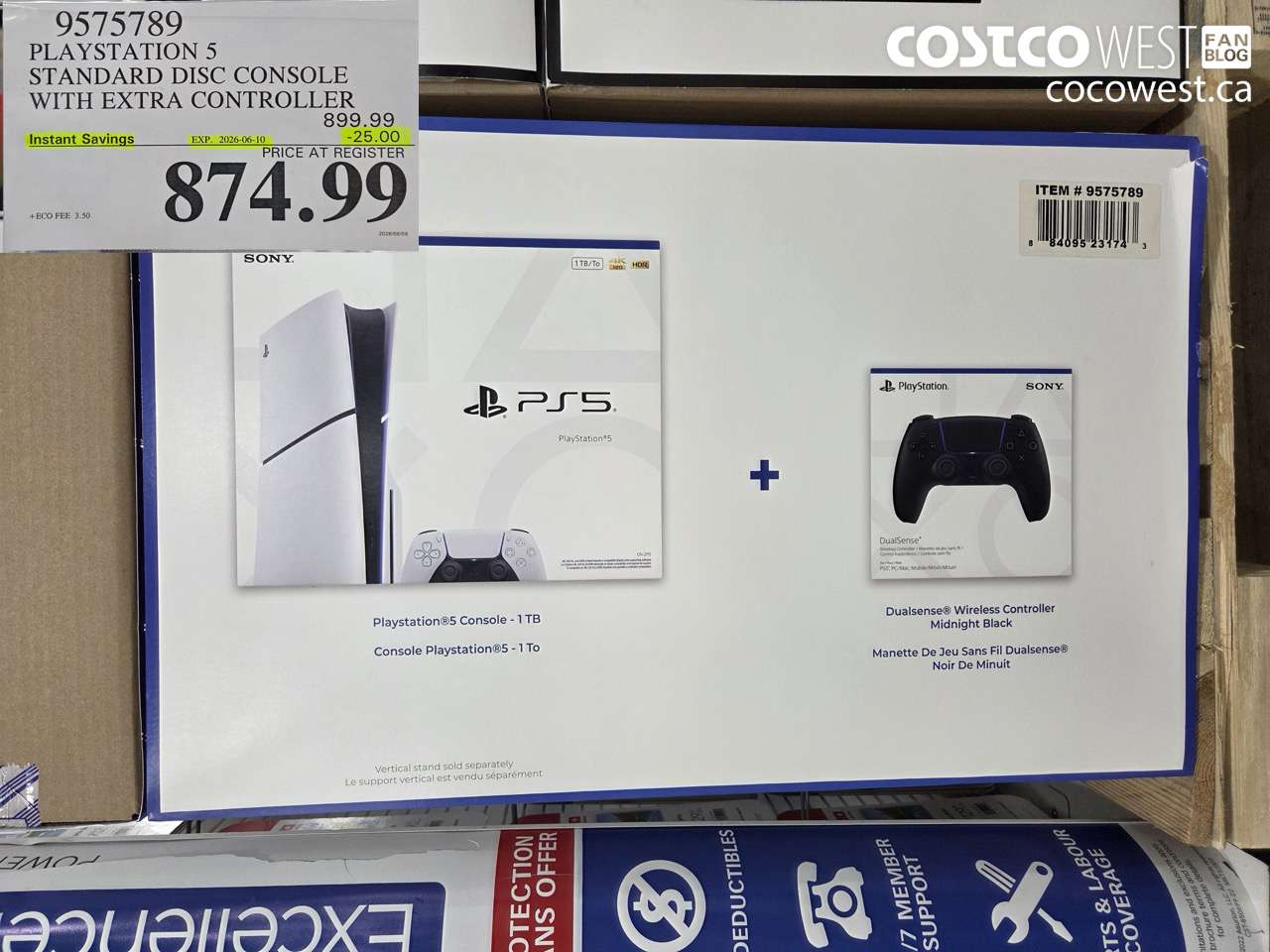 9575789 PLAYSTATION 5 STANDARD DISC CONSOLE WITH EXTRA CONTROLLER ($25.00 INSTANT SAVINGS EXPIRES ON 2026-06-10) $874.99