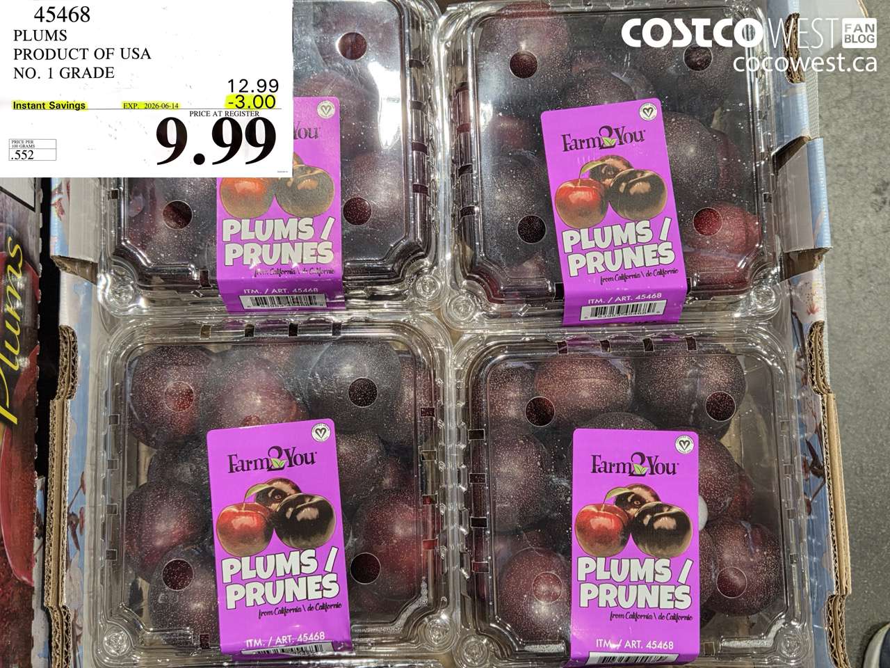 45468 PLUMS PRODUCT OF USA NO. 1 GRADE ($3.00 INSTANT SAVINGS EXPIRES ON 2026-06-14) $9.99