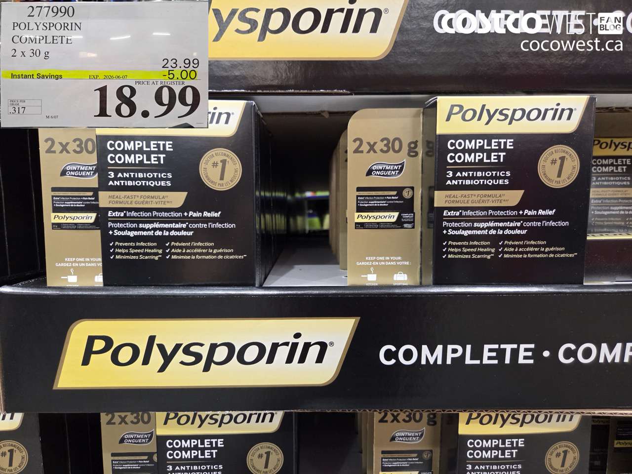 277990 POLYSPORIN COMPLETE 2 X 30 G ($5.00 INSTANT SAVINGS EXPIRES ON 2026-06-07) $18.99