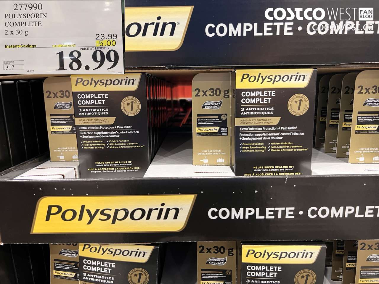 277990 POLYSPORIN COMPLETE 2 X 30 G ($5.00 INSTANT SAVINGS EXPIRES ON 2026-06-07) $18.99