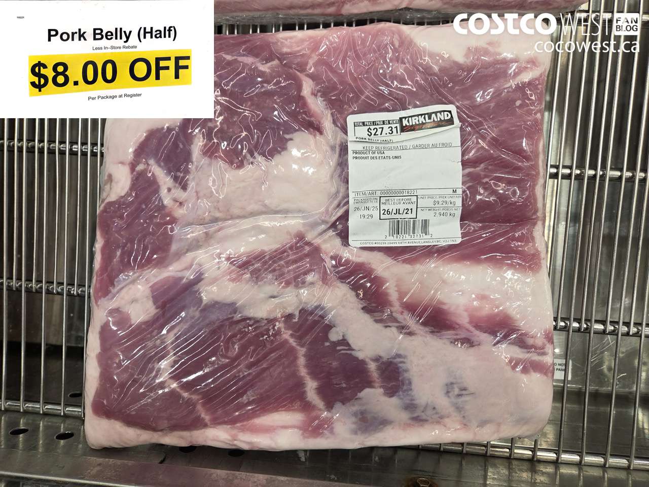 18221 PORK BELLY (HALF) ($8.00 INSTANT SAVINGS)