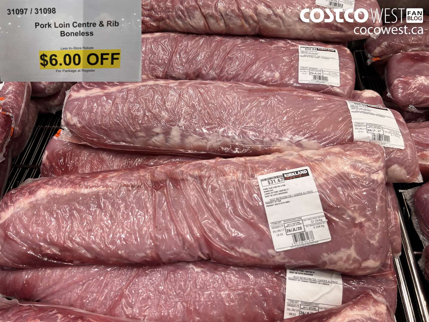 31097 PORK LOIN CENTRE & RIB BONELESS ($6.00 INSTANT SAVINGS)