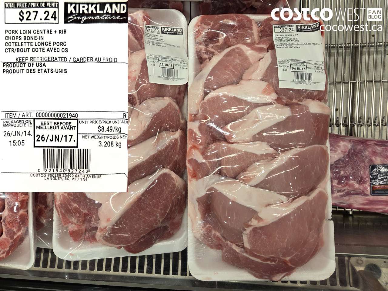 21940 PORK LOIN CENTRE + RIB CHOPS BONE-IN $8.49