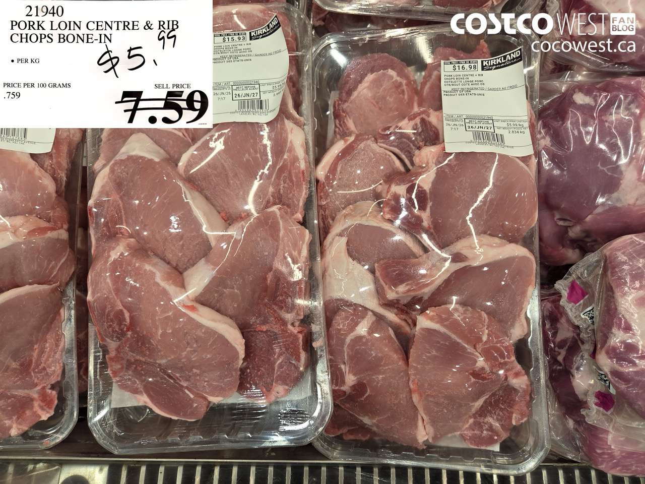 21940 PORK LOIN CENTRE & RIB CHOPS BONE-IN $5.99